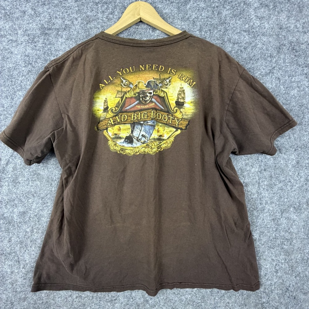 All You Need Is Rum And Big Booty T-Shirt Mens Brown Pirate Graphic Print Summer